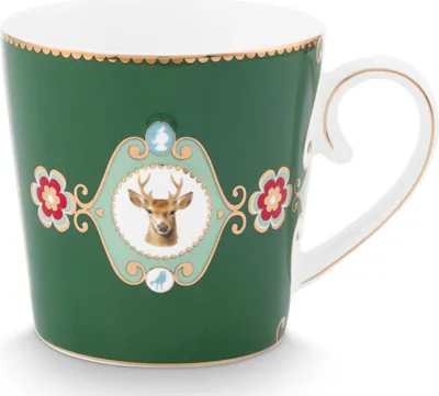 Produktbild von PIP STUDIO Love Birds Medaillon Hirsch Tasse dunkelgrün 0,3l