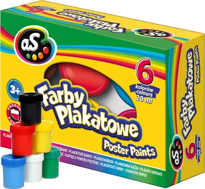 Produktbild von FARBY PLAKATOWE SZKOLNE dla dzieci na plastykę ASTRA As 6 kolorów x 20 ml