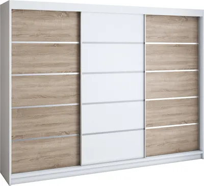 Productafbeelding van Schuifdeurenkast FLIX, 3 deuren, kast 200 cm (wit, zwart, Sonoma)