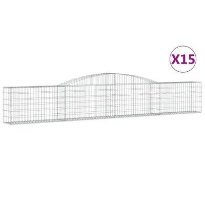Produktbild von Gabionen mit Hochbogen 15 Stk. 400x30x60/80 cm Verzinktes Eisen