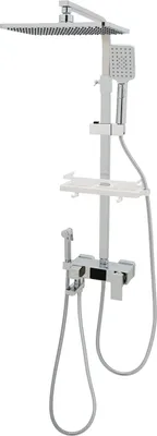 Produktbild von Duschsystem mit Digital-Anzeige Regendusche Duscharmatur Handbrause Duschset 73cm-116cm höhenverstellbar (weiß)