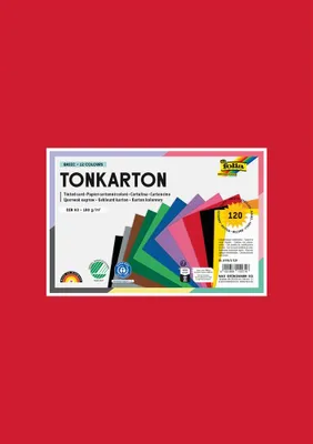 Produktbild von folia Tonkarton DIN A3 180 g/qm 12 Farben sortiert