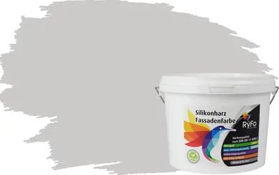 Produktbild von RyFo Colors Silikonharz Fassadenfarbe Lotuseffekt Trend Hellgrau 3l - bunte Fassadenfarbe, weitere Grau Farbtöne und Größen erhältlich, Deckkraft Klasse 1