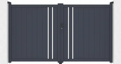 Produktbild von Zweiflügeliges Aluminium-Gittertor, Breite 309 x Höhe 181 cm, anthrazit – TOROMA