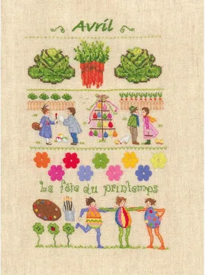 Produktbild von Le Bonheur des Dames Kreuzstich-Set "April", 18x28cm