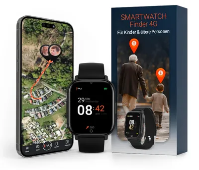 Image de Localisateur GPS 4G pour enfants, montre connectée avec fonction SOS, caméra et messagerie vocale – Montre connectée – Noir