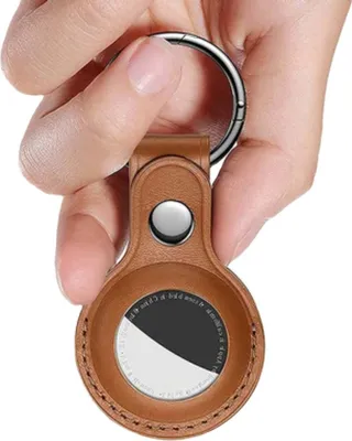 Produktbild von h24z Premium Leder AirTag Schlüsselanhänger für Apple AirTags, Schwarz, Braun, Rot, Blau, mit optimalem Schutz für Schlüssel, Taschen & AirTags, präzise verarbeitet