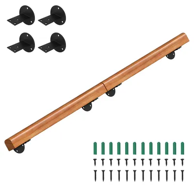 Produktbild von Vigevee Wandhandlauf Kiefernholz 150 cm, Ø5 cm, verbindbar zu einem Handlauf, rutschhemmender Treppenhandlauf für Flur Bad