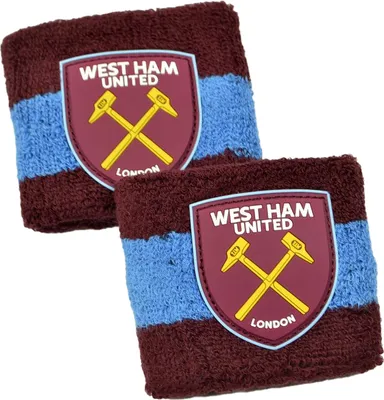 Produktbild von West Ham United FC - Baumwolle Armband 2er-Pack Wappen für Herren/Damen Unisex BS3751 (Einheitsgröße) (Burgunderrot/Blau)