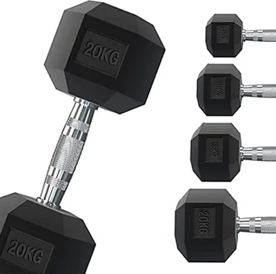 Produktbild von G5 HT SPORT Professionelle gummierte sechseckige Hantel von 1 bis 50 kg | Gewichtheben im Fitnessstudio oder Home Gym Ergonomischer Rutschfester
