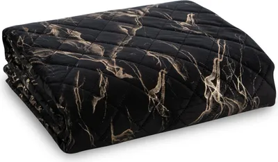 Zdjęcie produktu dla Design 91 Narzuta dekoracyjna 170x210 Luiz 6 czarny złoty welur geometryczny