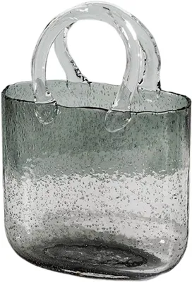 Produktbild von Handtaschen-Vase, Glasvase in Handtaschenform, kreativ, Vase aus transparentem Glas, für Tischdekoration, Vase für Blumen und Innendekoration