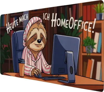 Produktbild von Faultier im Homeoffice Schreibtischunterlage 69x31cm XXL Mauspad