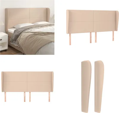 Produktbild von vidaXL Kopfteil mit Ohren Cappuccino Braun 203x23x118/128cm Kunstleder - Kopfteil - Kopfteile - Bett-Kopfteil - Bettkopfteil