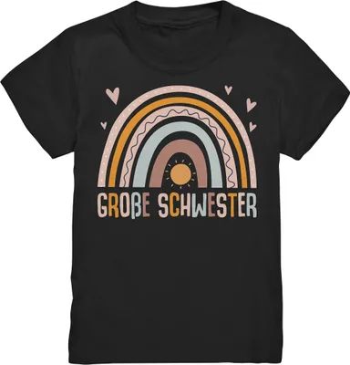 Produktbild von Große Schwester Shirt Regenbogen Große Schwester Geschenk – Black / 134/146 (9-11)