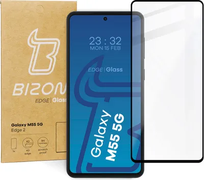 Produktbild von Gehärtetes Glas für Galaxy M55 5G, Bizon Glass Edge 2, Schwarz