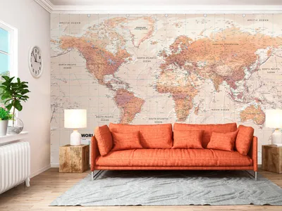 Produktbild von Vlies Fototapete Weltkarte 400x280 cm Tapeten Wandtapete XXL Geographie Kontinente k-A-0091-a-c