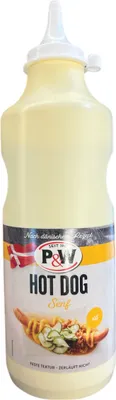 Produktbild von P&W Hot Dog Senf Dänisch süß-pikant 900g Squeeze-Flasche Burger Sauce BBQ