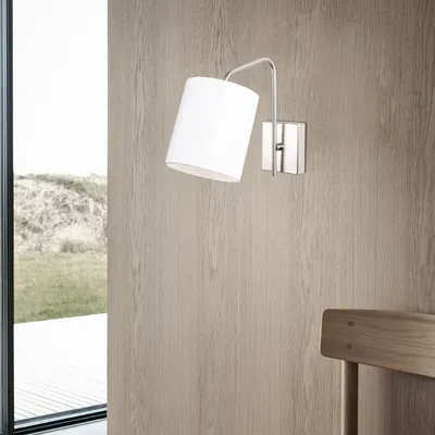 Immagine prodotto di Opviq, applique in metallo (nichel e bianco), 14 x 27 cm, altezza 24 cm | Attacco E27, max. 40 W | IP20, istruzioni di montaggio incluse | Design elegante per hotel moderni e ambienti abitativi.