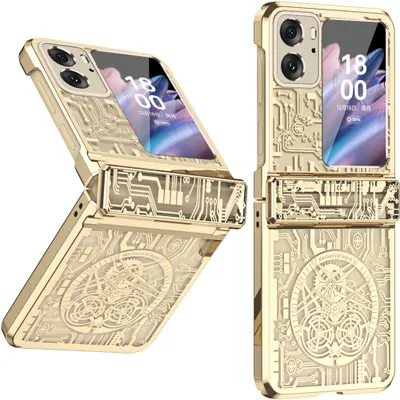Obrázek produktu pro Pouzdro pro Oppo Find N2 Flip galvanizované ochranné pouzdro s ochranou pantu Zlato
