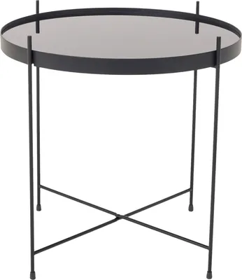 Produktbild von riess-ambiente Runder Couchtisch ELEGANCE 45cm anthrazit Glas schwarz Metallgestell Beistelltisch
