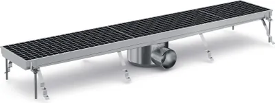 Produktbild von CHEFGASTRO Edelstahl Bodenablauf HORMIGA 200 | HxBxT 14x114,4x20cm | Rechtwinklig Ablaufrinne Bodenrinne Bodenabfluss Drainage Gulli
