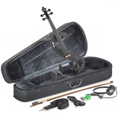 Produktbild von Stagg EVN 4/4 MBK 4/4 E-Geige Schwarz Metallic Silent Violinen Set ...