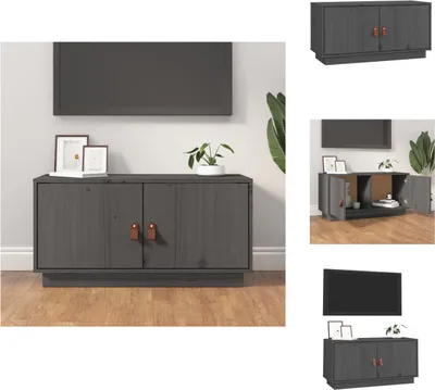 Image de vidaXL Armoire TV Gris 80x34x40 cm Pin massif - Meubles TV