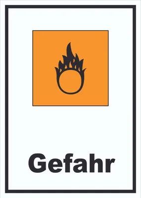 Produktbild von Schild Gefahrensymbol Brandfördernd Gefahr Brand hochkant A6 Rückseite selbstklebend