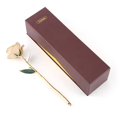 Imagen del producto de Rosa preservada en oro, rosa de tallo largo recubierta en oro, rosa blanca recubierta en oro, flor de rosa natural recubierta, flor recubierta, regalo hecho a mano