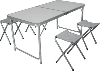Produktbild von 5 teiliges Alu Campingmöbel Set Outdoor Camping Tisch Tragegriff + 4 Klapphocker