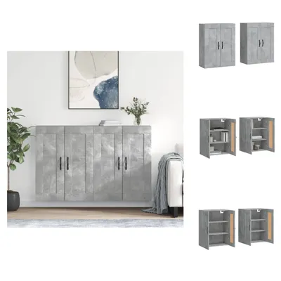Produktbild von vidaXL Wandschränke 2 Stk. Betongrau Holzwerkstoff -  Sideboards