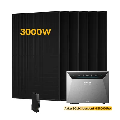 Produktbild von Powerness® Balkonkraftwerk mit Speicher, Anker SOLIX Solarbank 4 E5000 Pro Speicher mit 3000W Module & Smart Meter 0% VAT