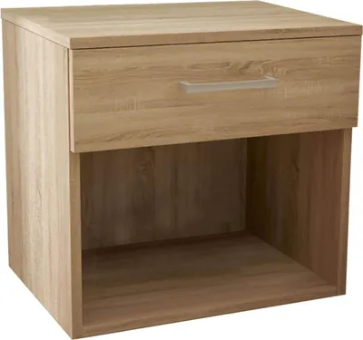 Immagine prodotto di Milani Home - comodino moderno 1 cassetto e 1 vano, 45 x 35 x 44 cm, quercia chiaro