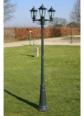 Image de vidaXL Lanterne de jardin 3 flammes 215 cm vert foncé/noir aluminium