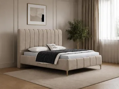 Obrázek produktu pro čalouněná postel s vysokým čelem, ideální pro elegantní ložnici