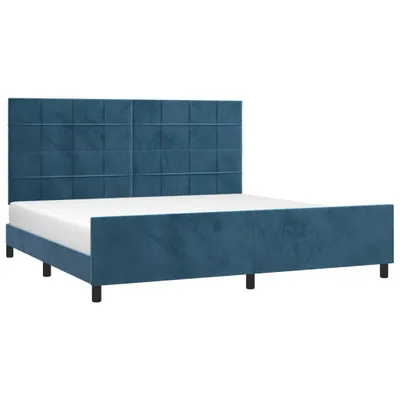 Obrázek produktu pro Rám postele bez matrace tmavě modrý 200x200 cm samet