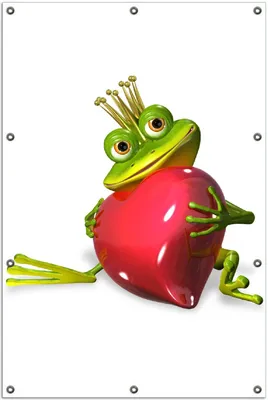 Produktbild von Wallario Outdoor-Poster für Garten oder Balkon, Motiv Verliebter Froschkönig mit großem Herz, in ca. 100 x 150 cm