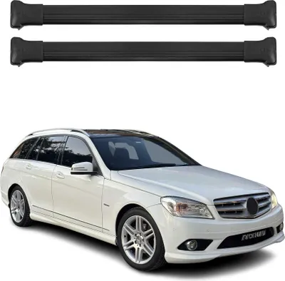 Obrázek produktu pro Příčné střešní nosiče pro Mercedes třídy C S204 2007-2014 Černá hliníková