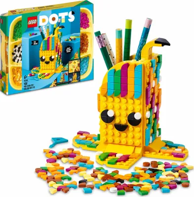 Produktbild von LEGO 41948 DOTS Bananen Stiftehalter, kreatives DIY Bastelset für Kinder