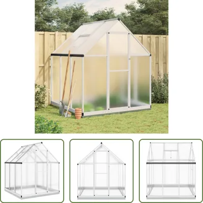 Productafbeelding van De Living Store kas met funderingsframe, zilverkleurig, 169x169x202 cm, aluminium