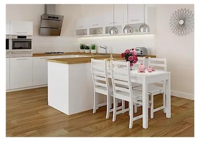 Produktbild von Esstisch 75 x 120 Massivholz Küchentisch weiß
