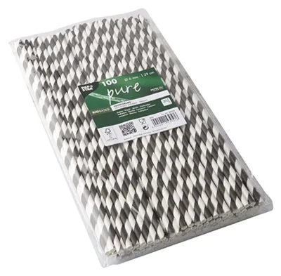 Zdjęcie produktu dla Papierowe słomki do picia Papstar w paski 29 cm