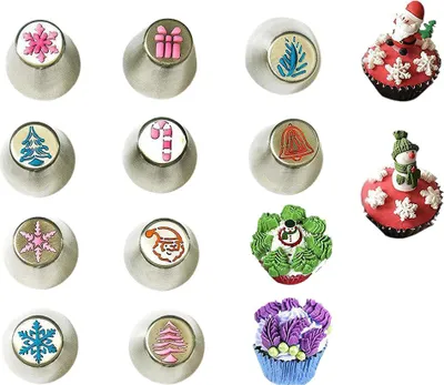 Obrázek produktu pro 23ks Vánoční ruská potrubní sada Poleva na zdobení dortů Sada kuliček na pečení pro cupcake Cookies