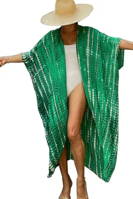 Produktbild von Solidchoice - Langer Kaftan, Bohème-Stil, Strandkleid, Maxikleid, Grün