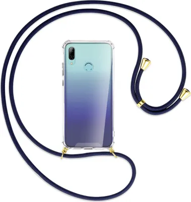 Produktbild von Handykette Backcover-Schutzhülle mit Band (Metall goldfarben) für Huawei P Smart 2019 / Honor 10 Lite - dunkelblau