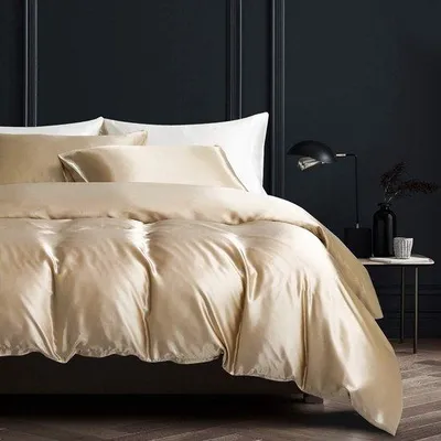 Productafbeelding van Famanu beddengoed, satijn, 135 x 200 cm - goud, glad, glanzend