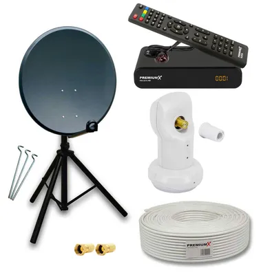 Produktbild von PremiumX Camping SAT Anlage 80cm ALU Antenne LNB Kabel Stativ Receiver
