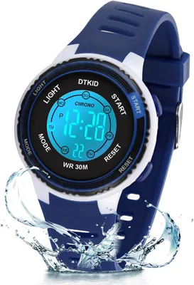 Produktbild von Digital Kinderuhr mit 7 Farben LED, 3 ATM wasserdicht, Timer, Wecker, Kalender, Stoppuhr, Hintergrundbeleuchtung, verstellbares Armband für Jungen & M