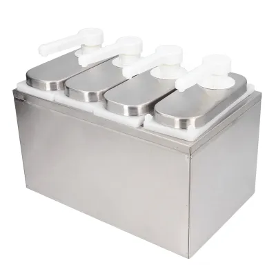 Produktbild von Soßenspenderpumpe, Salat-, Marmeladen-, Gewürz- und Würzmittel-Quetschpumpe mit Sockel für Küche und Restaurant, 4 Pumpen